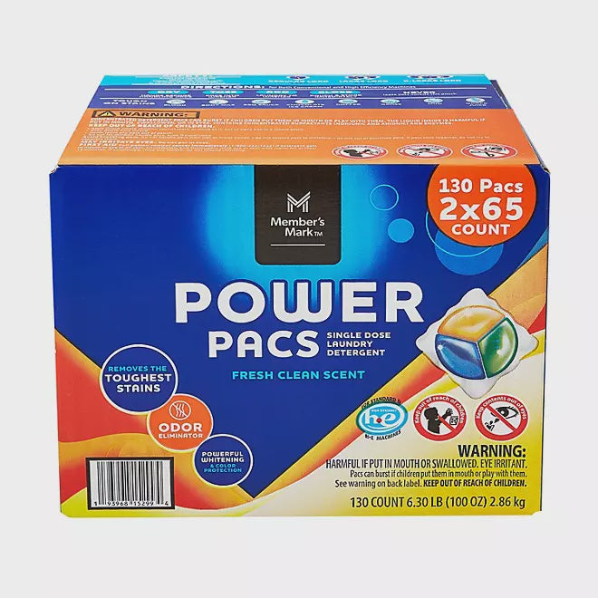 Member's Mark Laundry Detergent Power Pacs, Blooming Breeze, 130 ct.