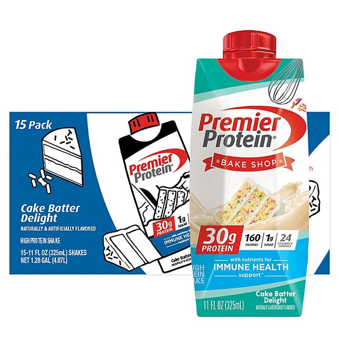 Premier Protein 30g High Protein Shake, Cake Batter Delight 11 fl. oz., 15 pk.