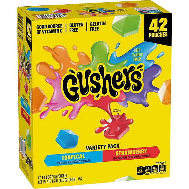 Gushers Strawberry & Tropical Variety Pack Snacks, 0.8 oz., 42 pk.