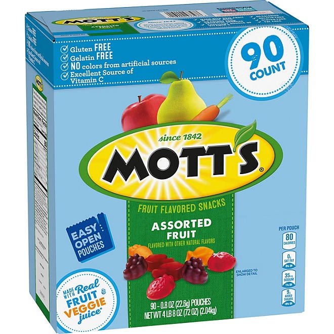 Mott's Assorted Fruit Flavored Snacks, 0.8 oz., 90 pk.