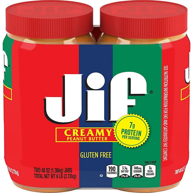 Jif Creamy Peanut Butter, 48 oz., 2 pk.