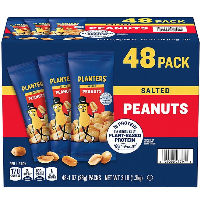 Planters Salted Peanuts, Single-Serve Packs, 1 oz., 48 pk.