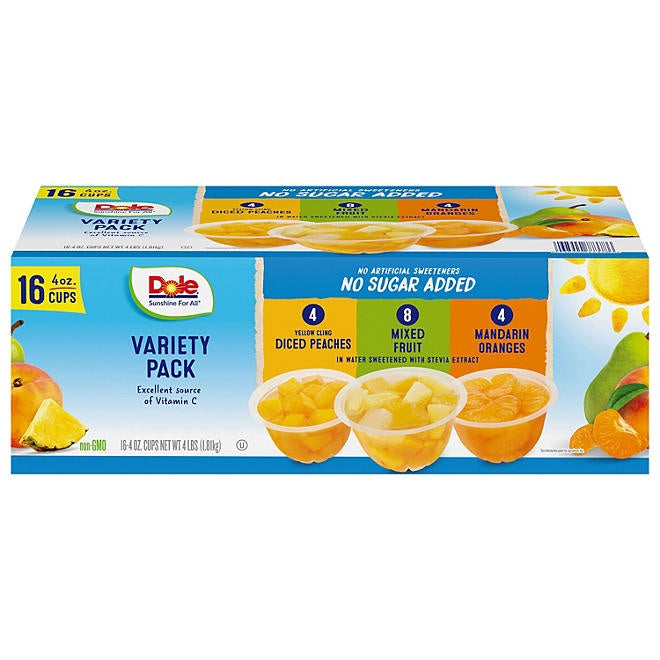 Dole No Sugar Added Mixed Fruit Variety Pack, 4 oz., 16 pk.