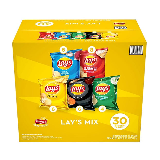 Lay's Mix Variety Pack Potato Chips, 30 pk.