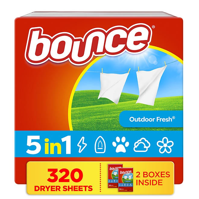 Bounce Fabric Softener Dryer Sheets, Outdoor Fresh, 320 ct.